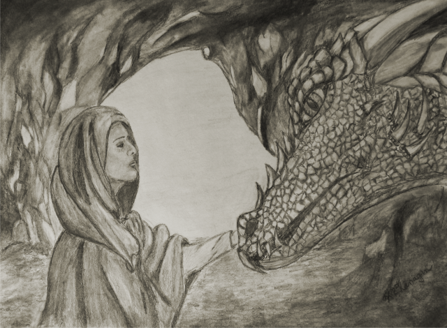 Drawing of Ceara and Paiste the Dragan